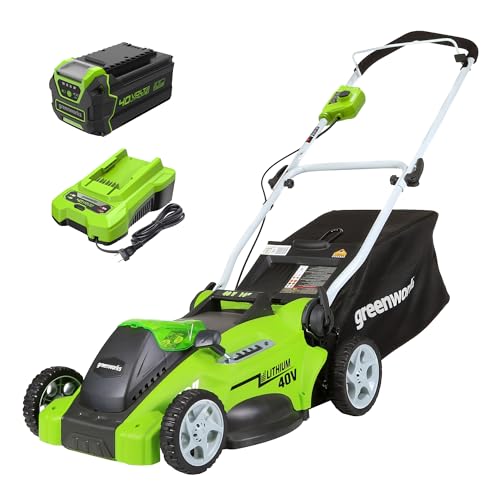 Greenworks 40V 16' Cordless Lawn Mower, Ultra-Light Push Mower with 4.0Ah Battery & Charger(75+ Tool...
