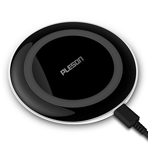 PLESON Wireless Charging Pad, [Ultra Slim] [Sleep-Friendly] Qi Wireless Charger for Galaxy S7, S7...