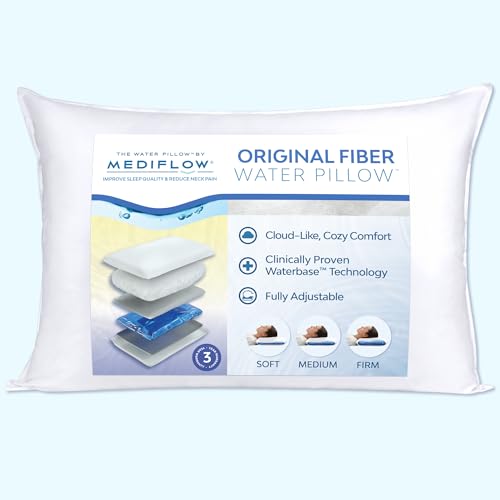 Mediflow Fiber Water Pillow - Adjustable Pillow for Neck Pain Relief, Pillow for Side, Back, and...