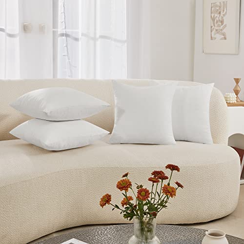 Deconovo 4 PCS Pillow Covers 18x18, No Insert - Faux Linen Sublimation Cushion Covers White Blank...