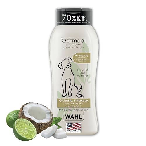Wahl USA Dry Skin & Itch Relief Pet Shampoo for Dogs – Oatmeal Formula with Coconut Lime Verbena &...