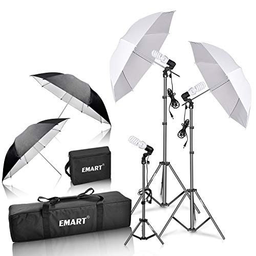 EMART Umbrella Photography Lighting Kit with 700W CFL 5500K Bulbs ,Soft Light Continuous Reflective...