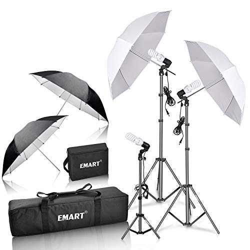 EMART Umbrella Photography Lighting Kit, 200/700W Bulbs,Soft Light Continuous Reflective Umbrella...