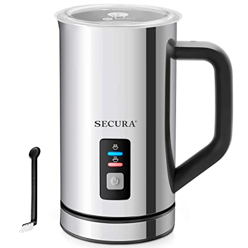 Secura Milk Frother, Electric Milk Steamer Stainless Steel, 8.4oz/250ml Automatic Hot and Cold Foam...