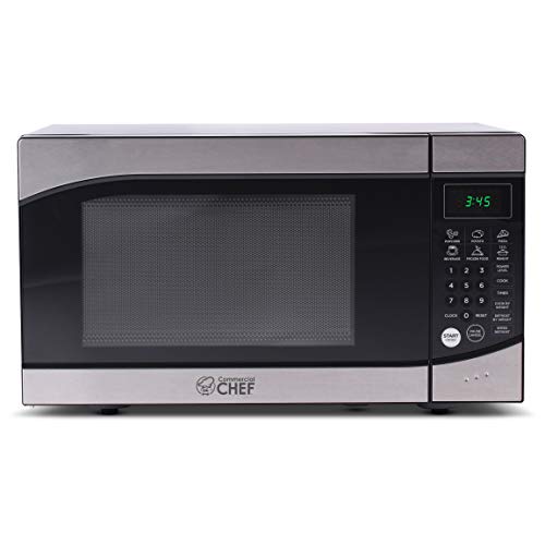 COMMERCIAL CHEF 0.9 Cu Ft Microwave with 10 Power Levels, Push Button and Child Lock, 900 Watt...