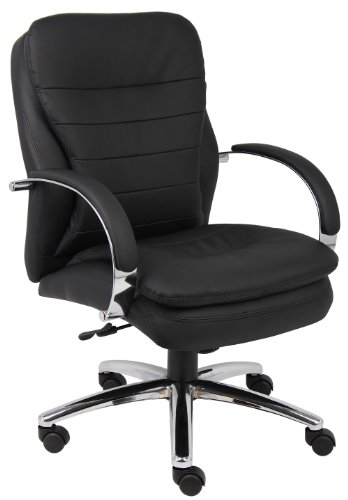 Boss Office Products Caressoftplus Mid Back Executive Chair with Chrome Base and Knee Tilt,...