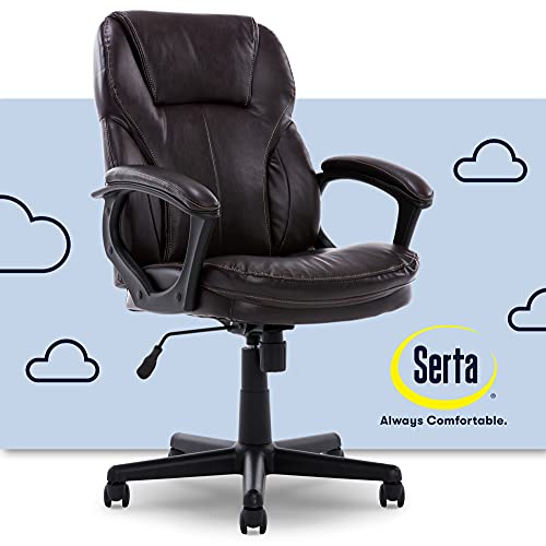 Serta Manager Office Chair with Layer Body Pillow | Faux Leather with Contoured Lumbar and...