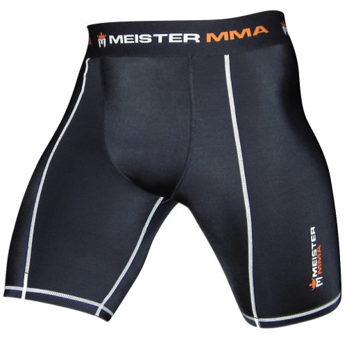 Meister MMA Compression Rush Fight Shorts w/Cup Pocket - Black - Medium (32-33)