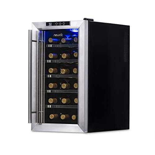 NewAir Wine Cooler and Refrigerator, 18 Bottle Freestanding Wine Chiller Fridge, Stainless Steel...