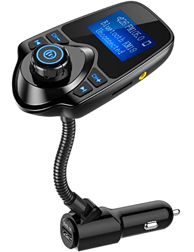 Nulaxy Car Bluetooth FM Transmitter [2024 Upgraded], 1.44' Display Flexible Gooseneck, Handsfree...