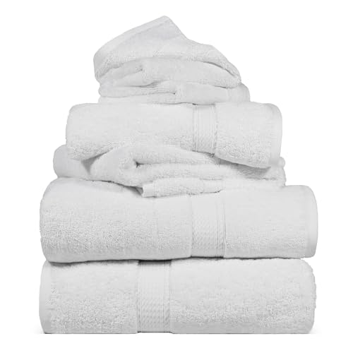Superior Egyptian Cotton Pile 6 Piece Towel Set, Includes 2 Bath, 2 Hand, 2 Face Towels/Washcloths,...