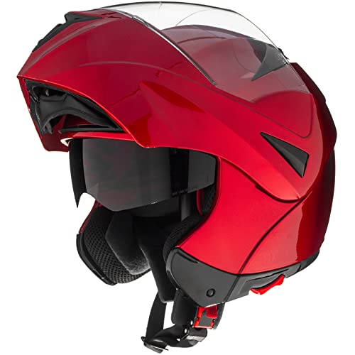 ILM Motorcycle Helmets Modular Dual Visor Flip-up Full Face Street Bike Racing Helmet DOT 5 Colors...