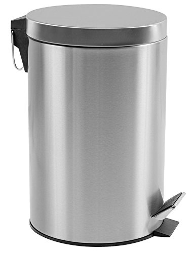 Estilo Bathroom Trash Can - Round Brushed Stainless Steel Small Step Trash Can With Lid - Mini...