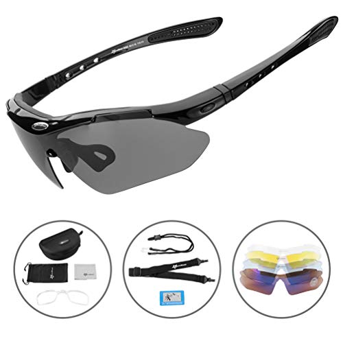 RockBros Men's Polarized Sunglasses with Interchangeable Lenses Sports Goggles