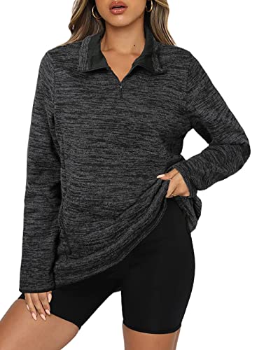 Aleumdr Women's Sweatshirts Autumn Fall Long Sleeve Quarter Zip Casual Pullover Tops with Pockets