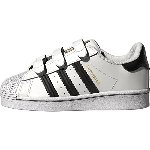 adidas Originals Kids' Superstars Running Shoe, White/Black, 4 M US