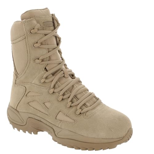 Reebok mens Rapid Response Rb Safety Toe 8' Stealth With Side Zipper Military & Tactical Boot,...