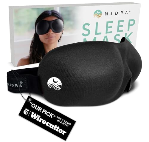 Nidra Sleep Mask, Contoured Blackout Sleeping Mask, for Men & Women - Standard Size, Black
