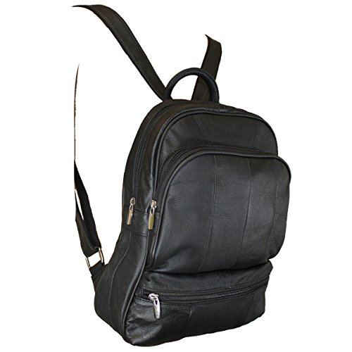 Genuine Leather Backpack Handbag Purse Sling Shoulder Bag Medium Size Black