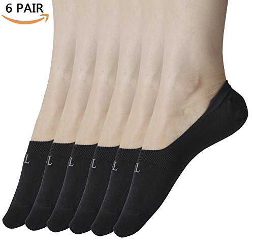 Womens No Show Socks, Cotton Low Cut Flat Boat Liner Non Slip Casual Short Socks 6 Pair