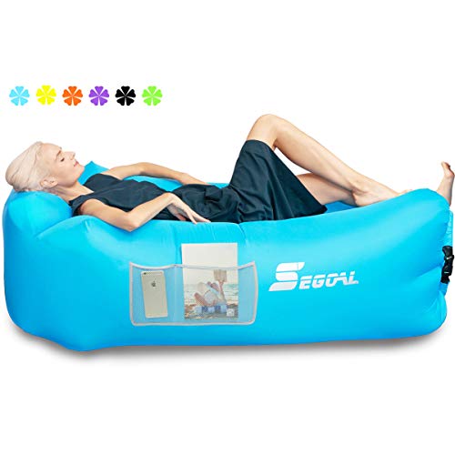 SEGOAL Inflatable Lounger Air Sofa Couch with Pillow, Portable Waterproof Anti-Air Leaking for...