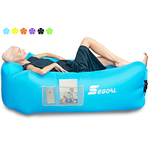 Inflatable Lounger Air Sofa Pouch Inflatable Couch Air Chair Hammock with Pillow Portable Waterproof...