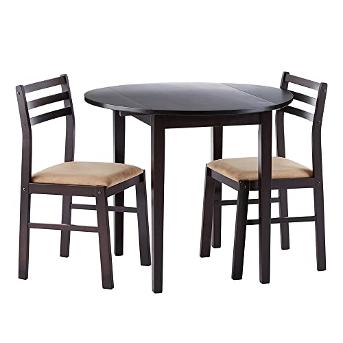 Coaster Home Furnishings 3-Piece Dining Set with Drop Leaf Cappuccino and Tan
