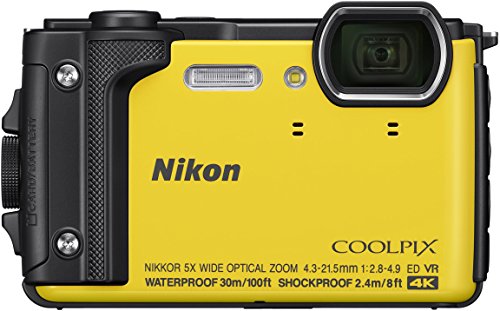 Nikon W300 Waterproof Underwater Digital Camera with TFT LCD, 3', Yellow (26525)