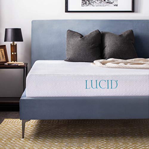 LUCID 10 Inch 2019 Gel Memory Foam Mattress - Medium Firm Feel - CertiPUR-US Certified, Queen