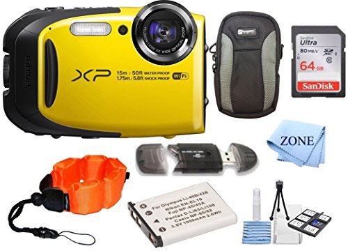 Fujifilm FinePix XP80 Waterproof Digital Camera with 2.7-Inch LCD + 64GB Memory Card+ Wrist Floating...