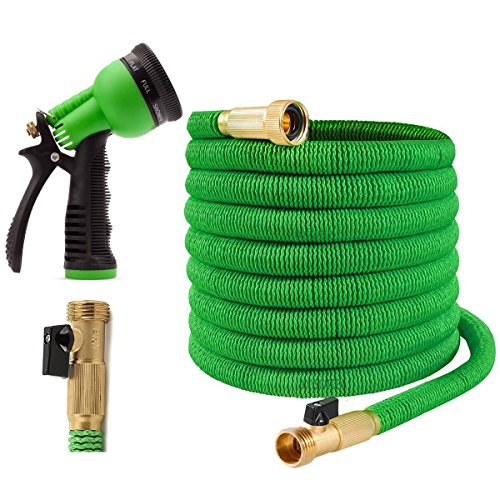 Joeys Garden Expandable Garden Hose - 50 Feet - Extra Strong Stretch Material with Brass Connectors...