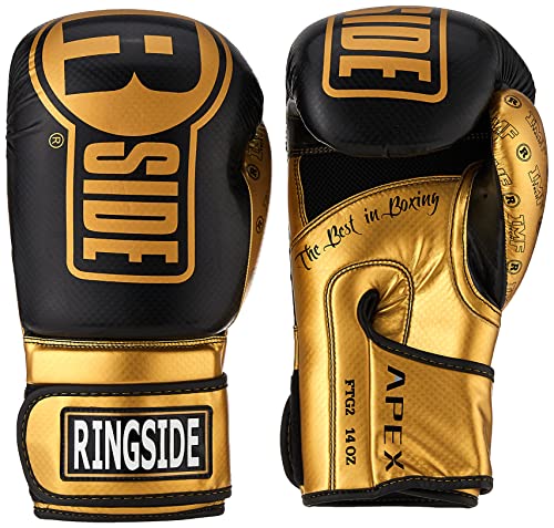 Ringside Apex Flash Boxing Training Sparring Gloves, BK/GD, 14 oz