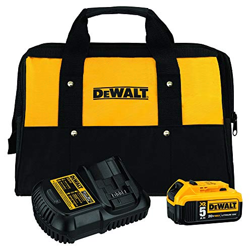 DEWALT 20V MAX 5 Ah Lithium Ion Battery and Charger Kit with Bag (DCB205CK)
