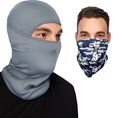 Grey Balaclava Ski Mask :Full Face Mask + Versatile Headband - Neckwarmer - Motorcyle Mask -...