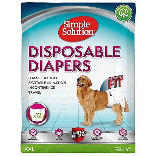 Simple Solution Disposable Dog Diapers for Female Dogs | Super Absorbent Leak-Proof Fit | XL | 12...