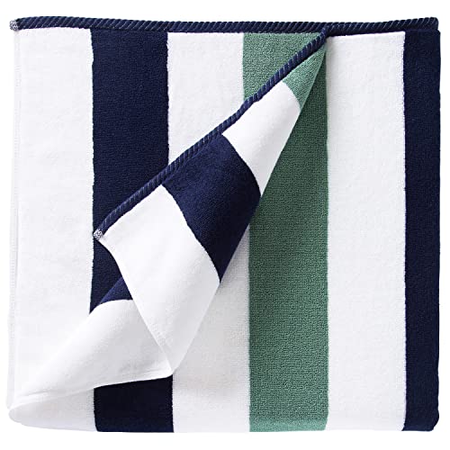 Laguna Beach Textile Co. Striped Cabana Beach Towel - Oversized, Plush 630 GSM Cotton - Midnight...