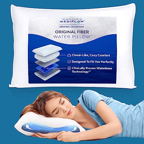 Mediflow Fiber Water Pillow - Adjustable Pillow for Neck Pain Relief, Pillow for Side, Back, and...