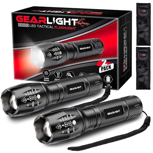 GearLight LED Flashlights - Mini Camping Flashlights with High Lumens, 5 Modes, Zoomable Beam -...