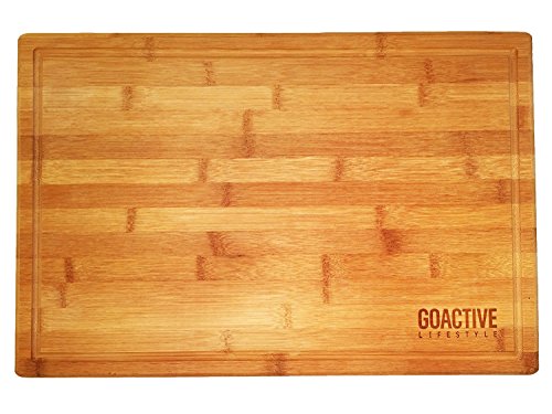 Go Active Lifestyle Bamboo Cutting Board with Drip Groove, 18 X 12-Inch