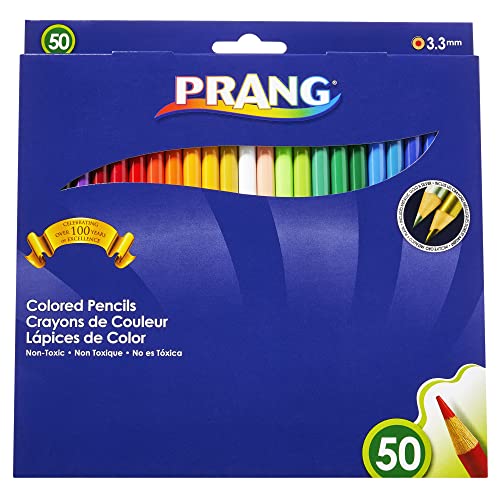 Prang 22480 Colored Woodcase Pencils, 3.3 mm, 50 Assorted Colors/Set