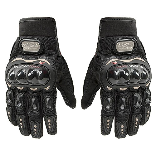 Tcbunny Pro-biker Motorbike Carbon Fiber Powersports Racing Gloves (Black, Large)