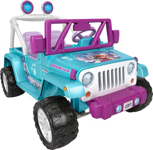 Power Wheels Disney Frozen Jeep Wrangler Ride-On Battery Powered Vehicle with Music Sounds &...