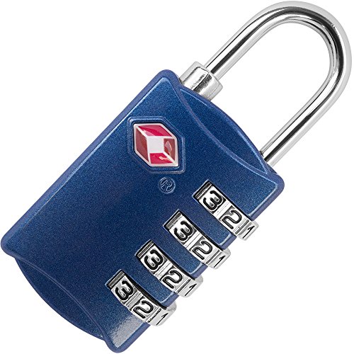 4 Digit TSA Lock - Approved Travel Padlock for Suitcases & Baggage - All Metal Construction - Blue