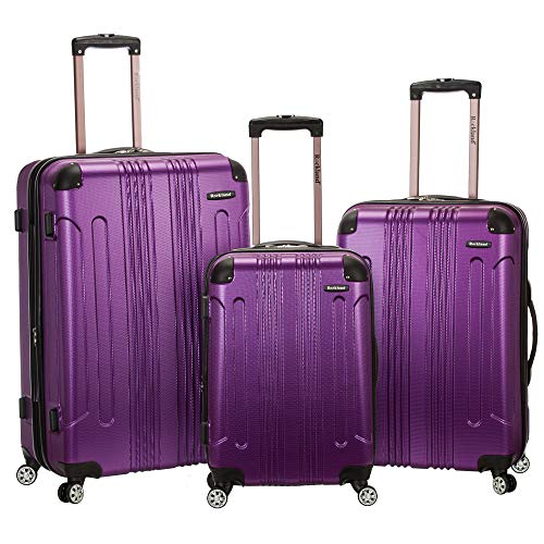 Rockland London Hardside Spinner Wheel Luggage, Purple, 3-Piece Set (20/24/28)