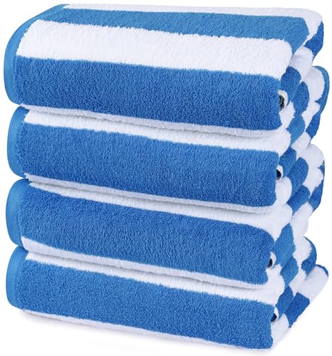 Utopia Towels 4 Pack Cabana Stripe Beach Towel, 30 by 60 Inches, Oversized 100% Ring Spun Cotton...