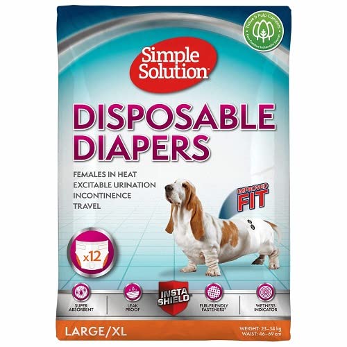 Simple Solution Disposable Dog Diapers for Female Dogs | Super Absorbent Leak-Proof Fit | Large | 12...