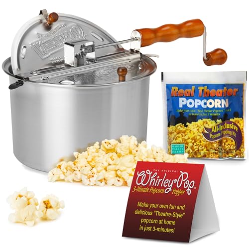 Wabash Valley Farms Popcorn Popper Kit - Silver, Nylon Gear Whirley Pop Popcorn Maker w/Kernels....