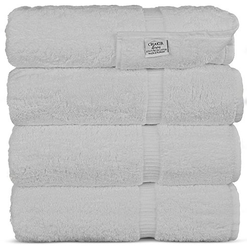 Chakir Turkish Linens Turkish Cotton Luxury Hotel & Spa Bath Towel, Bath Towel - Set of 4, White