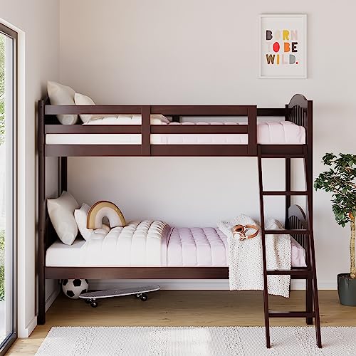 STORKCRAFT Stork Craft Long Horn Solid Wood Twin Over Twin Bunk Bed in Espresso
