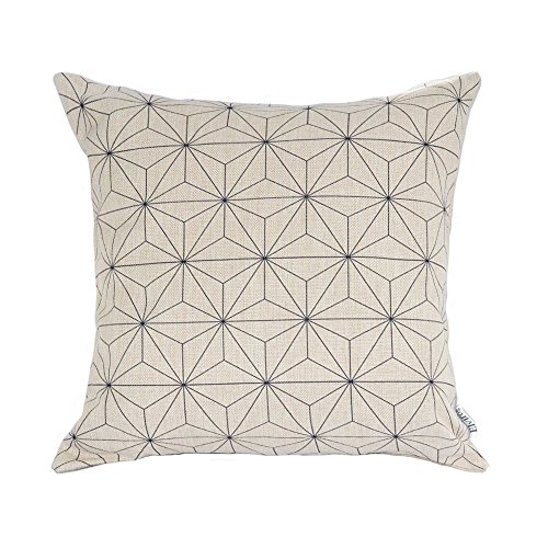 Elviros Cotton Linen Home Decorative Throw Pillow Case Cushion Cover for Sofa Couch, Black Geometric...